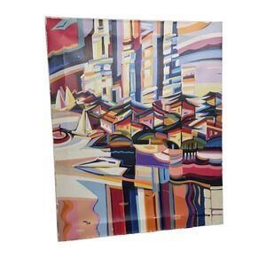 Natalie Reozeblum Colorful Harbor 146/275 Signed Canvas Art 24x30